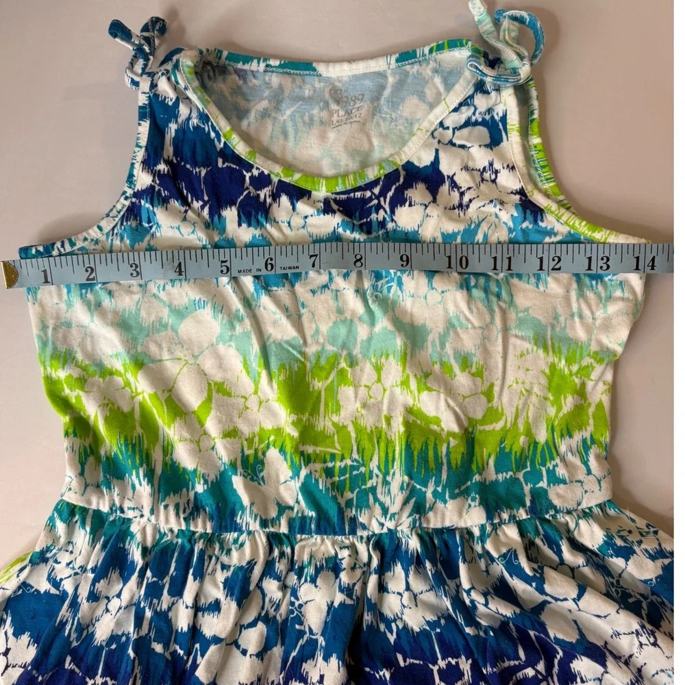 The Children's Place Dress Tie Strap‎ Sleeveless Casual Blue Green L (10-12)